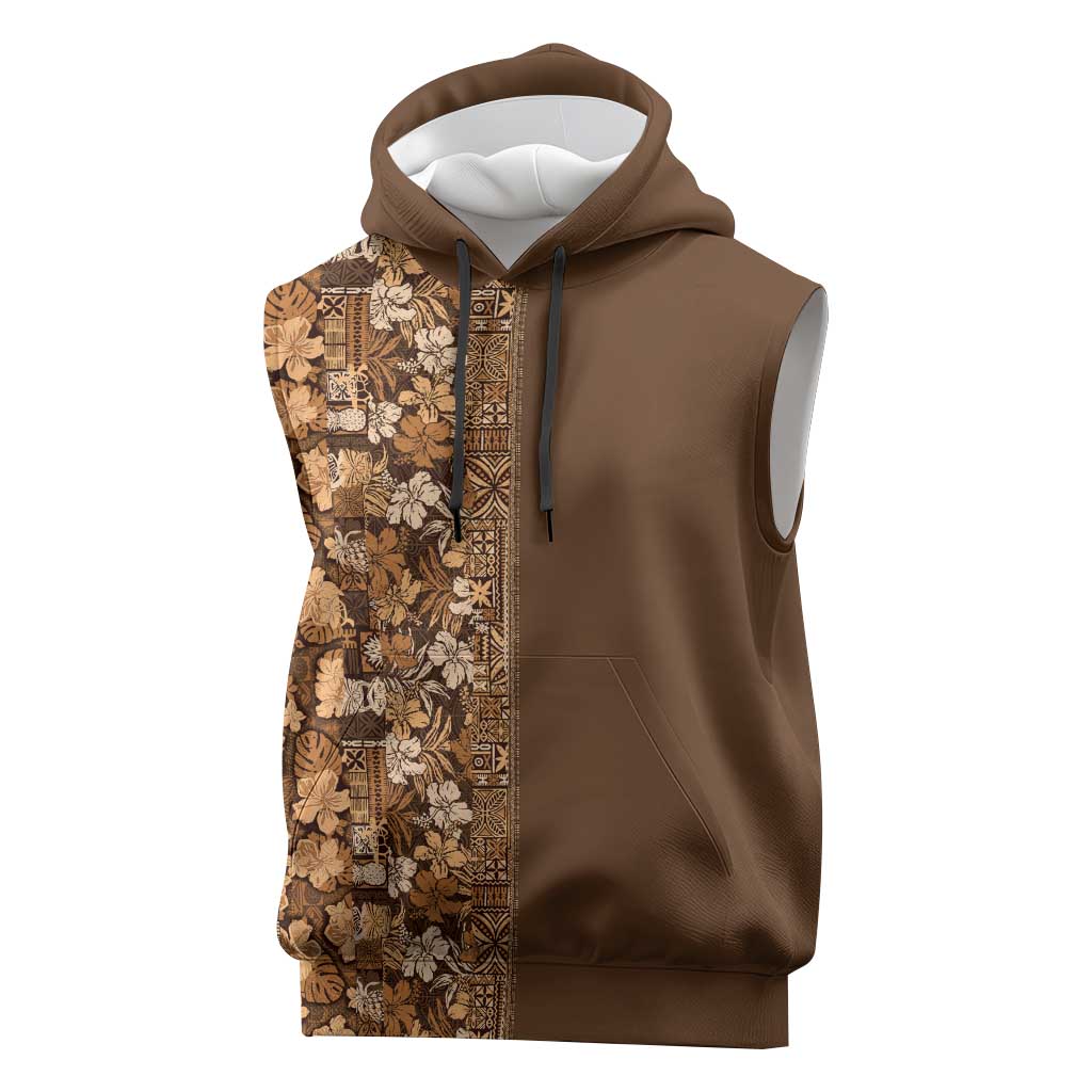 Hawaiian Tribal Elements Hibiscus Sleeveless Hoodie Gold Pattern LT9 Gold - Polynesian Pride
