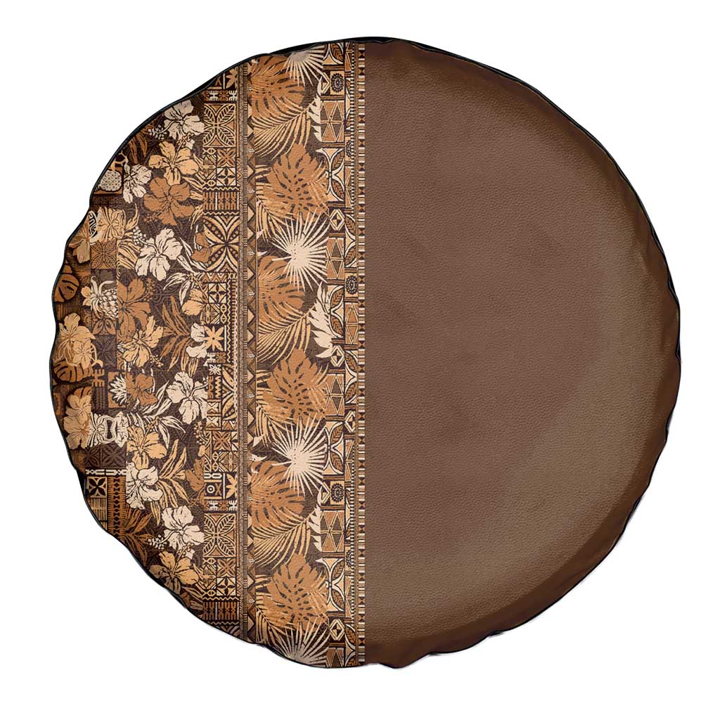 Hawaiian Tribal Elements Hibiscus Spare Tire Cover Gold Pattern - Polynesian Pride
