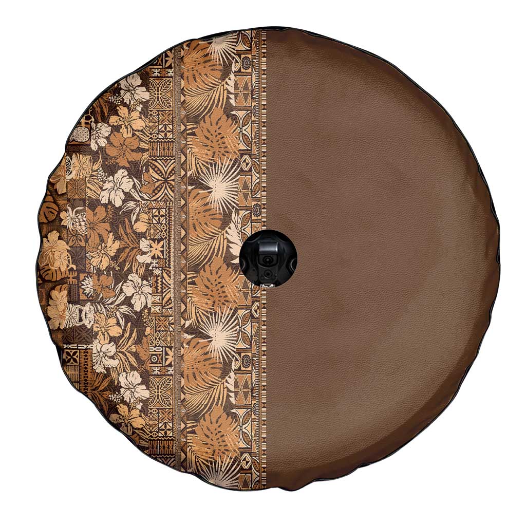 Hawaiian Tribal Elements Hibiscus Spare Tire Cover Gold Pattern - Polynesian Pride