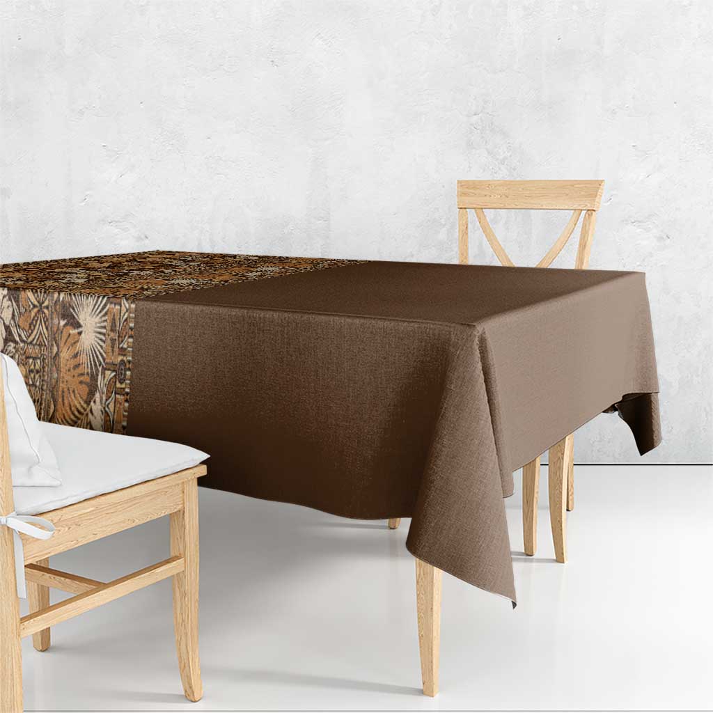 Hawaiian Tribal Elements Hibiscus Tablecloth Gold Pattern - Polynesian Pride