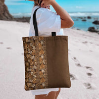 Hawaiian Tribal Elements Hibiscus Tote Bag Gold Pattern - Polynesian Pride