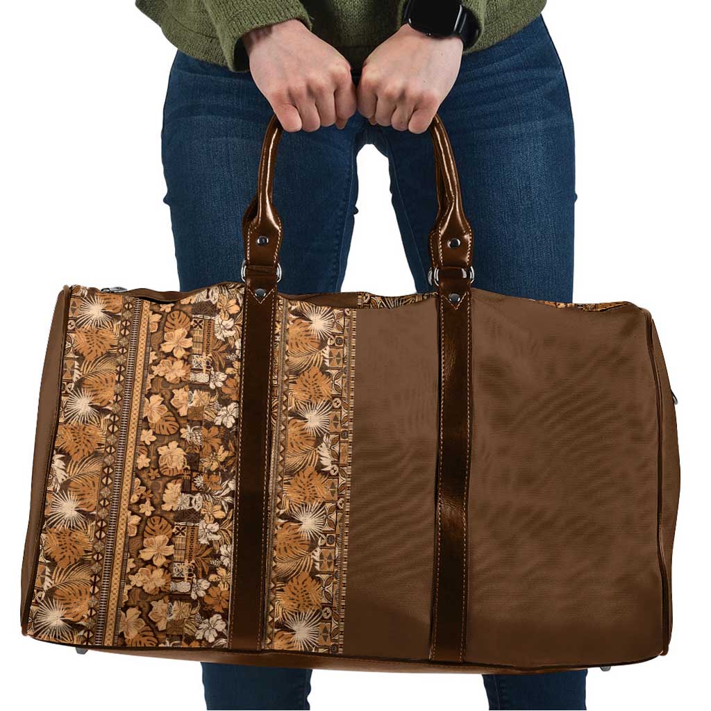 Hawaiian Tribal Elements Hibiscus Travel Bag Gold Pattern - Polynesian Pride