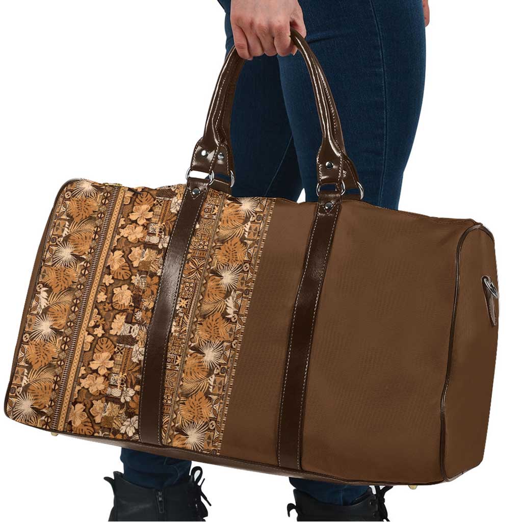 Hawaiian Tribal Elements Hibiscus Travel Bag Gold Pattern - Polynesian Pride