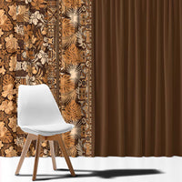 Hawaiian Tribal Elements Hibiscus Window Curtain Gold Pattern - Polynesian Pride