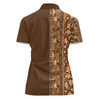 Hawaiian Tribal Elements Hibiscus Women Polo Shirt Gold Pattern - Polynesian Pride