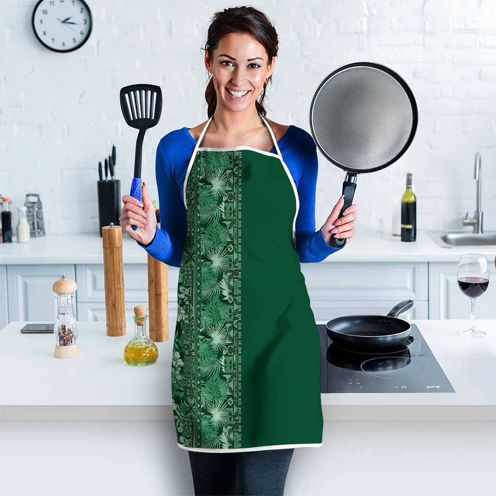 Hawaiian Tribal Elements Hibiscus Apron Green Pattern - Polynesian Pride