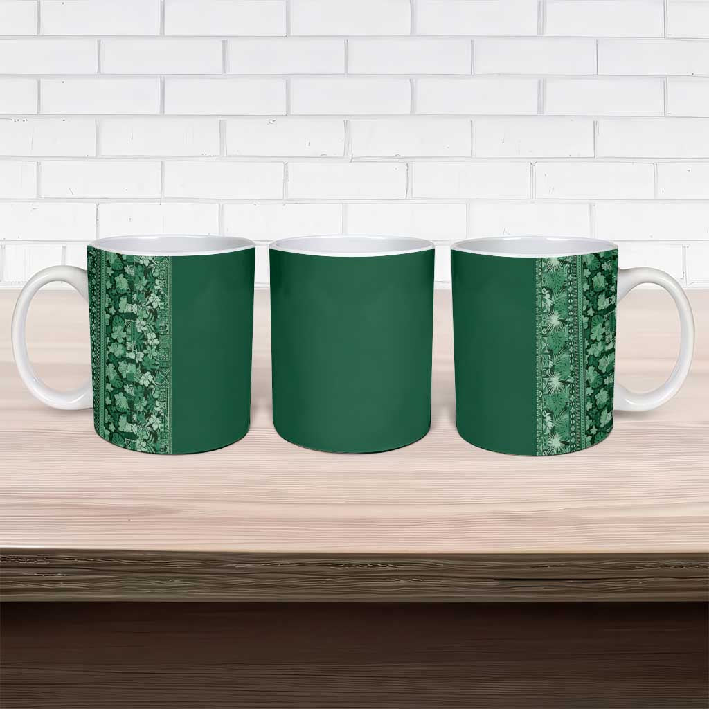 Hawaiian Tribal Elements Hibiscus Ceramic Mug Green Pattern - Polynesian Pride