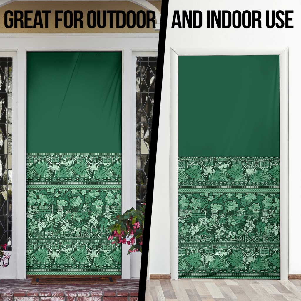 Hawaiian Tribal Elements Hibiscus Door Cover Green Pattern - Polynesian Pride