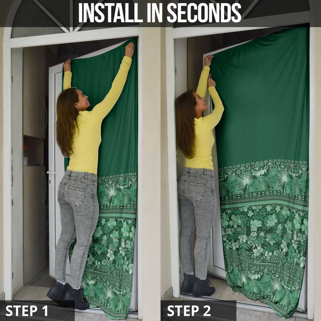 Hawaiian Tribal Elements Hibiscus Door Cover Green Pattern - Polynesian Pride