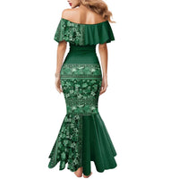 Hawaiian Tribal Elements Hibiscus Family Matching Mermaid Dress and Hawaiian Shirt Green Pattern LT9 - Polynesian Pride