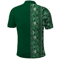 Hawaiian Tribal Elements Hibiscus Polo Shirt Green Pattern - Polynesian Pride