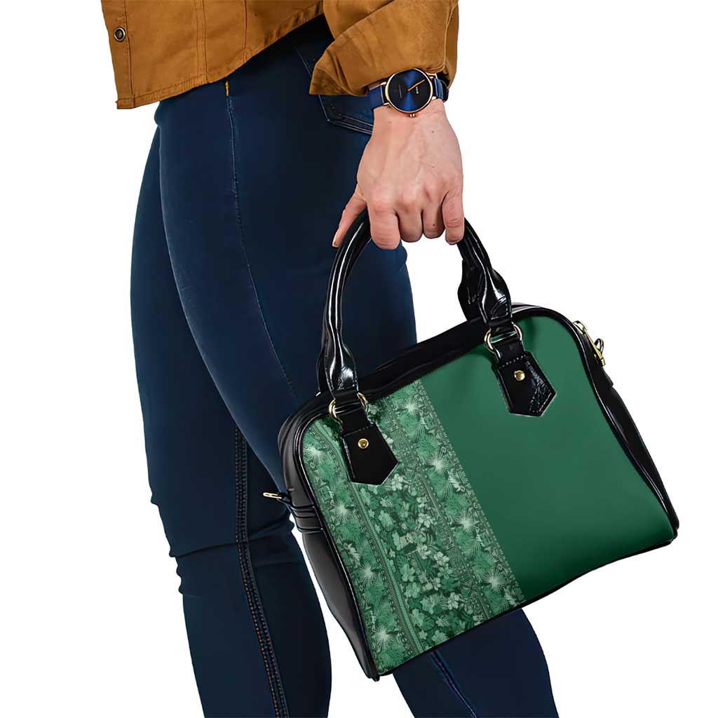 Hawaiian Tribal Elements Hibiscus Shoulder Handbag Green Pattern - Polynesian Pride