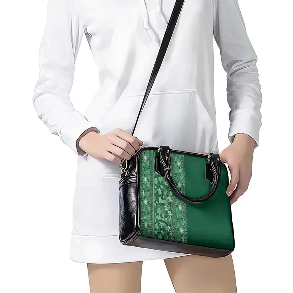 Hawaiian Tribal Elements Hibiscus Shoulder Handbag Green Pattern - Polynesian Pride