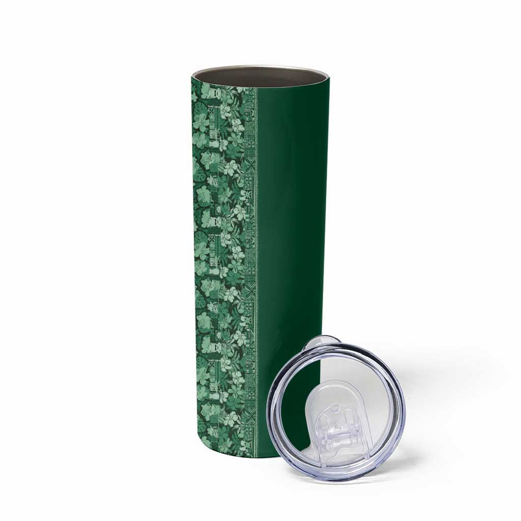 Hawaiian Tribal Elements Hibiscus Skinny Tumbler Green Pattern LT9 - Polynesian Pride