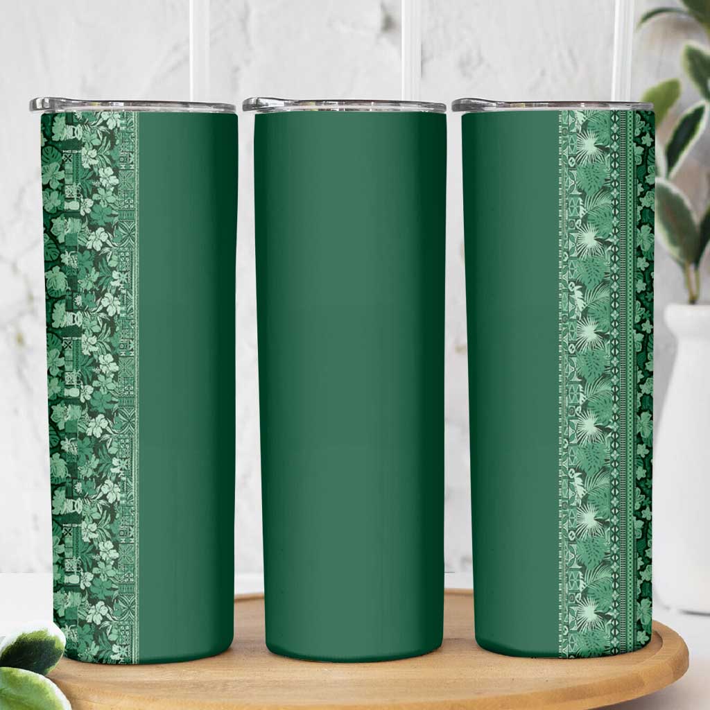 Hawaiian Tribal Elements Hibiscus Skinny Tumbler Green Pattern LT9 - Polynesian Pride