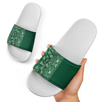 Hawaiian Tribal Elements Hibiscus Slide Sandals Green Pattern - Polynesian Pride