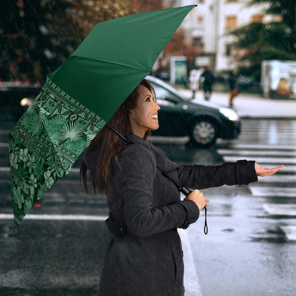 Hawaiian Tribal Elements Hibiscus Umbrella Green Pattern - Polynesian Pride