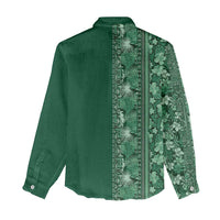 Hawaiian Tribal Elements Hibiscus Women Casual Shirt Green Pattern - Polynesian Pride