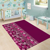 Hawaiian Tribal Elements Hibiscus Area Rug Pink Pattern - Polynesian Pride