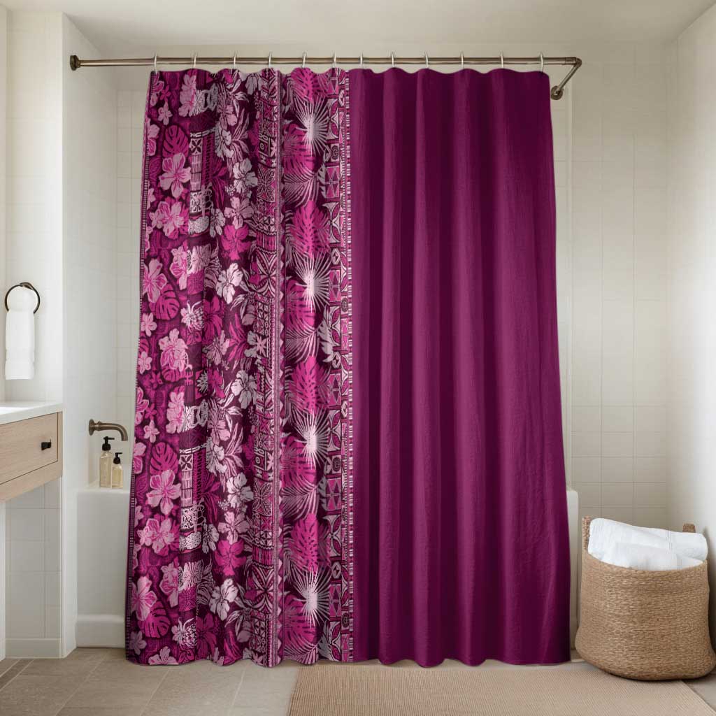 Hawaiian Tribal Elements Hibiscus Bathroom Set Pink Pattern - Polynesian Pride