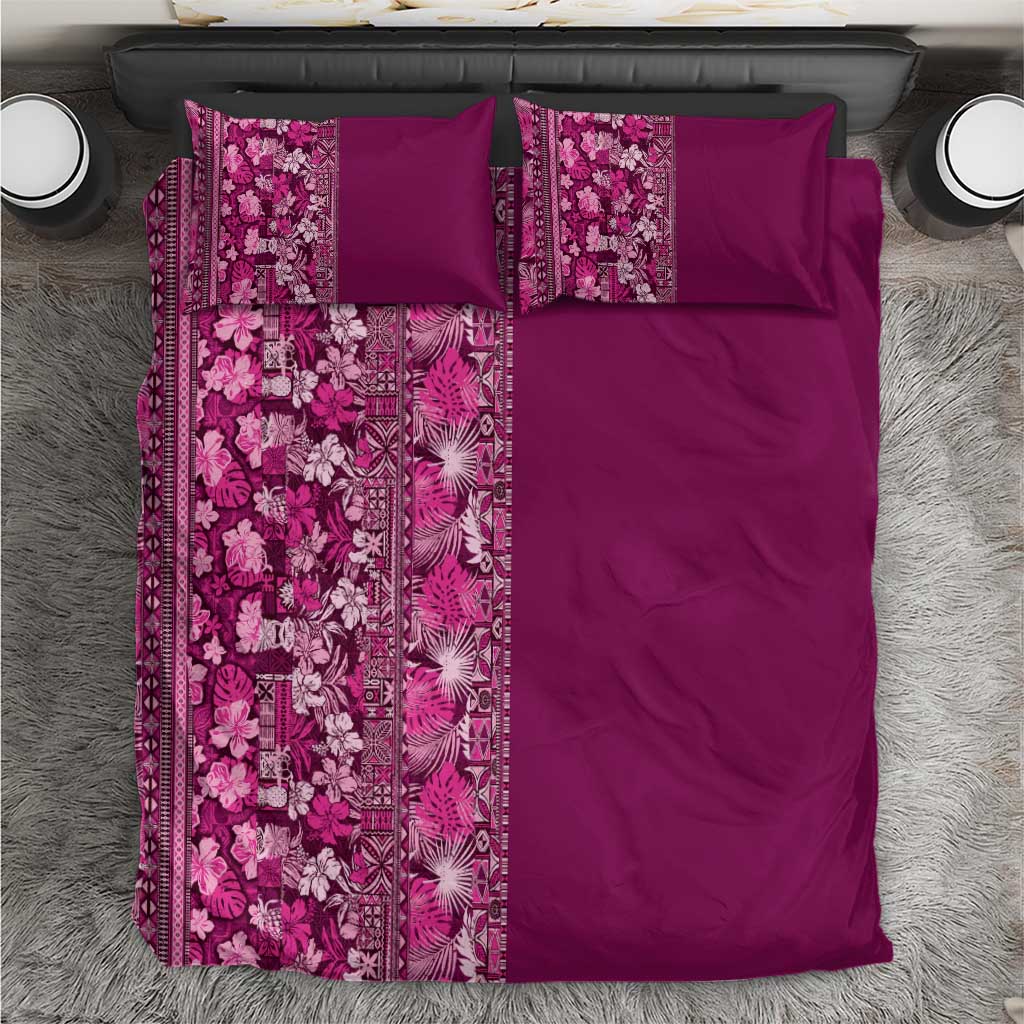 Hawaiian Tribal Elements Hibiscus Bedding Set Pink Pattern - Polynesian Pride