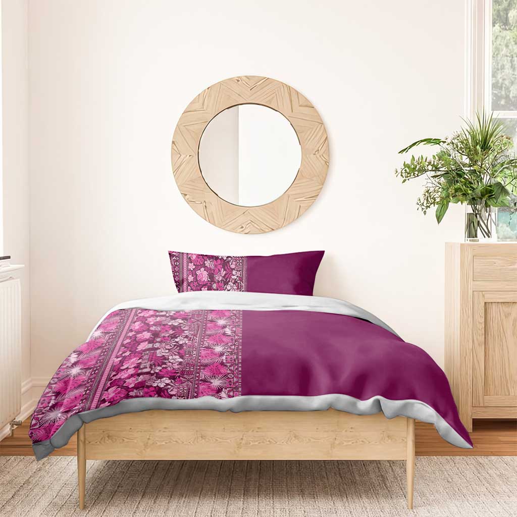 Hawaiian Tribal Elements Hibiscus Bedding Set Pink Pattern - Polynesian Pride