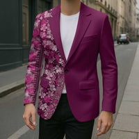 Hawaiian Tribal Elements Hibiscus Blazer Pink Pattern - Polynesian Pride