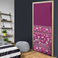 Hawaiian Tribal Elements Hibiscus Door Cover Pink Pattern - Polynesian Pride