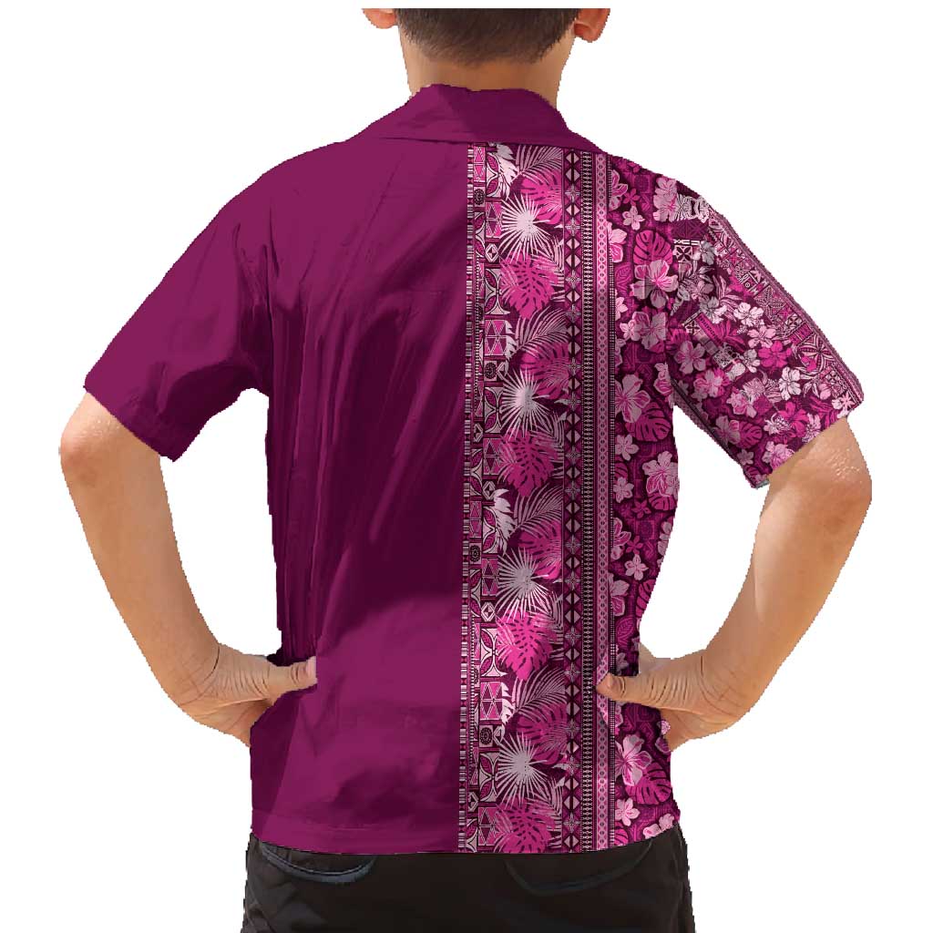 Hawaiian Tribal Elements Hibiscus Family Matching Mermaid Dress and Hawaiian Shirt Pink Pattern LT9 - Polynesian Pride