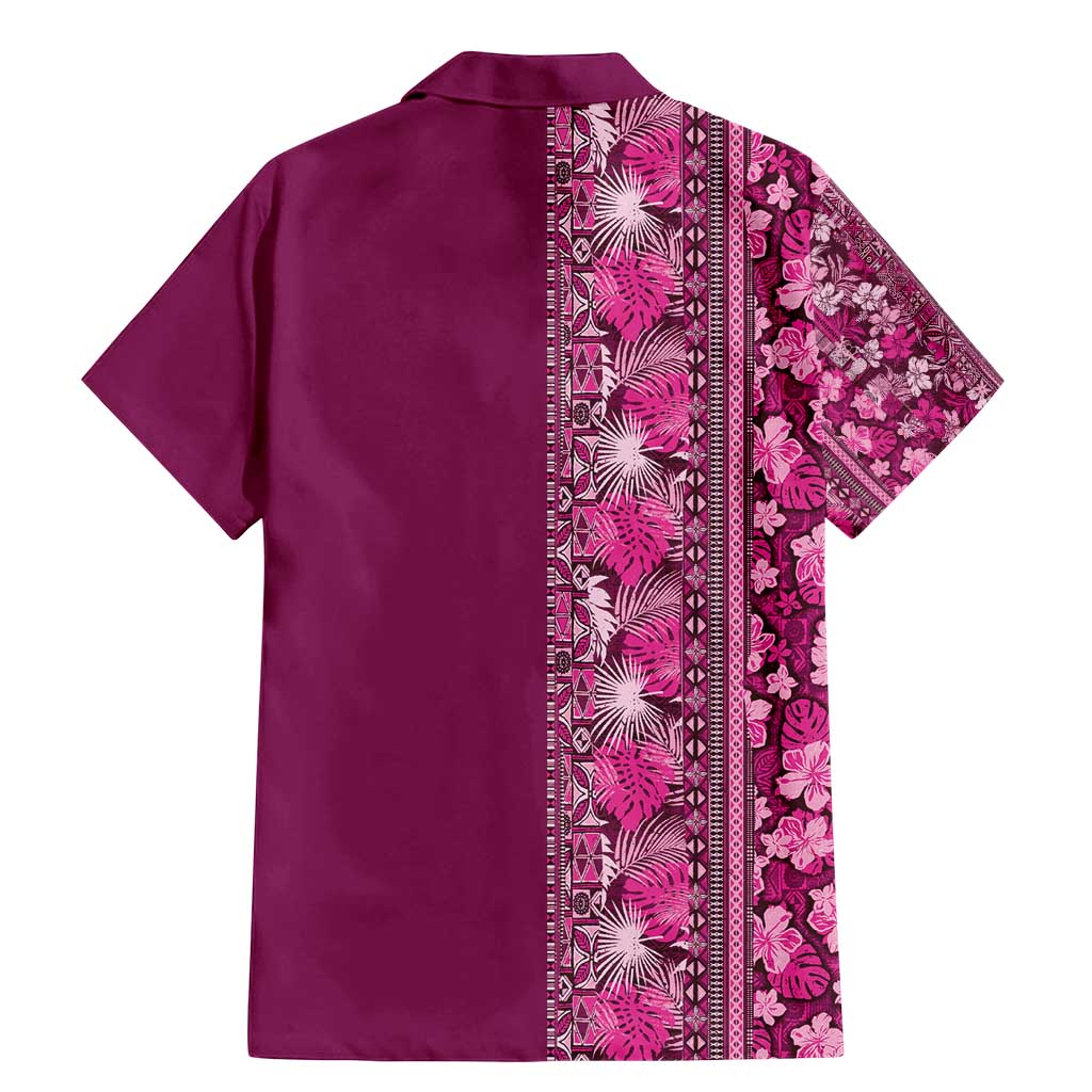 Hawaiian Tribal Elements Hibiscus Family Matching Mermaid Dress and Hawaiian Shirt Pink Pattern LT9 - Polynesian Pride