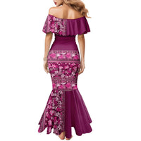 Hawaiian Tribal Elements Hibiscus Family Matching Mermaid Dress and Hawaiian Shirt Pink Pattern LT9 - Polynesian Pride