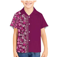 Hawaiian Tribal Elements Hibiscus Family Matching Mermaid Dress and Hawaiian Shirt Pink Pattern LT9 Son's Shirt Pink - Polynesian Pride