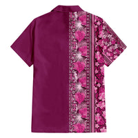 Hawaiian Tribal Elements Hibiscus Family Matching Off Shoulder Maxi Dress and Hawaiian Shirt Pink Pattern - Polynesian Pride