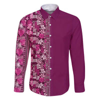Hawaiian Tribal Elements Hibiscus Family Matching Puletasi and Hawaiian Shirt Pink Pattern - Polynesian Pride