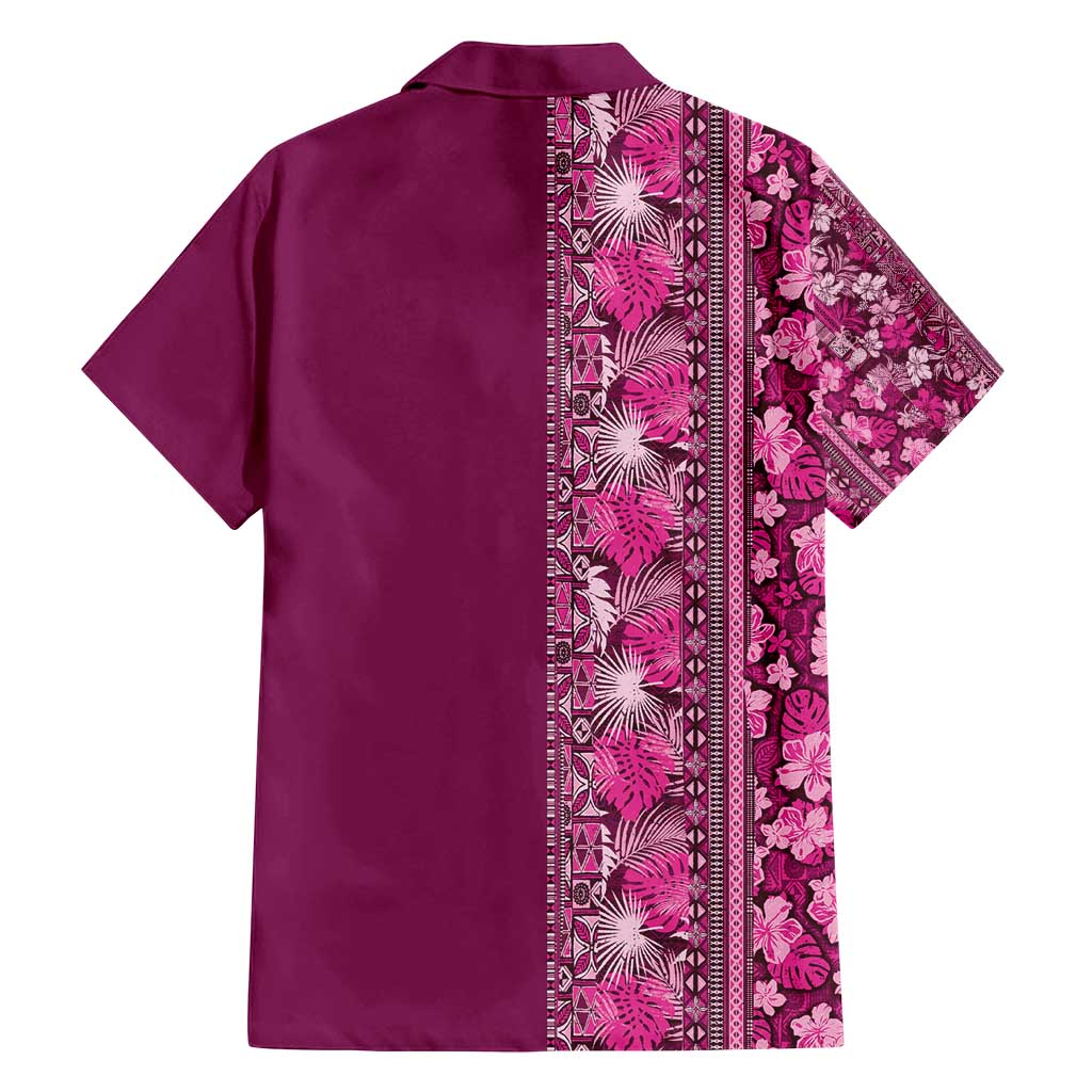 Hawaiian Tribal Elements Hibiscus Family Matching Tank Maxi Dress and Hawaiian Shirt Pink Pattern LT9 - Polynesian Pride