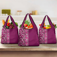 Hawaiian Tribal Elements Hibiscus Grocery Bag Pink Pattern - Polynesian Pride