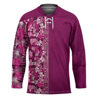 Hawaiian Tribal Elements Hibiscus Hockey Jersey Pink Pattern - Polynesian Pride