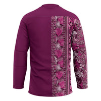Hawaiian Tribal Elements Hibiscus Hockey Jersey Pink Pattern - Polynesian Pride