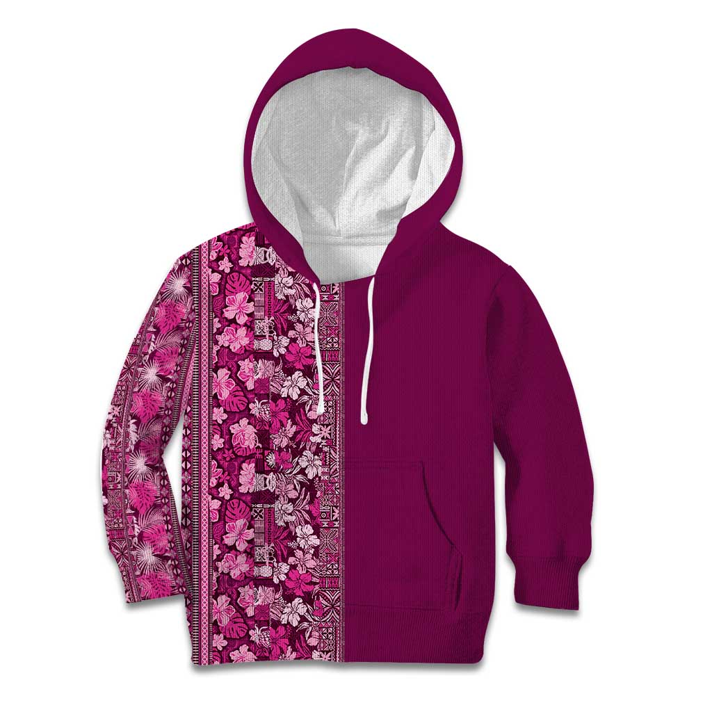 Hawaiian Tribal Elements Hibiscus Kid Hoodie Pink Pattern LT9 Hoodie Pink - Polynesian Pride