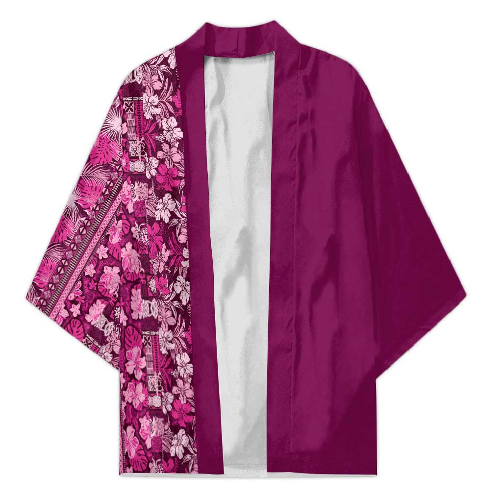 Hawaiian Tribal Elements Hibiscus Kimono Pink Pattern - Polynesian Pride
