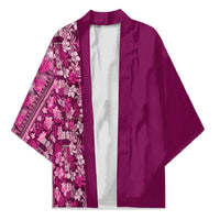 Hawaiian Tribal Elements Hibiscus Kimono Pink Pattern - Polynesian Pride