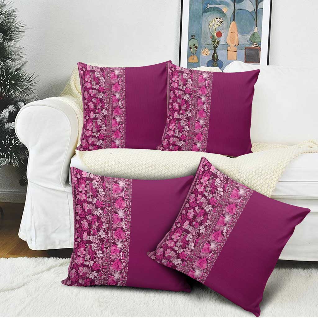 Hawaiian Tribal Elements Hibiscus Pillow Cover Pink Pattern - Polynesian Pride