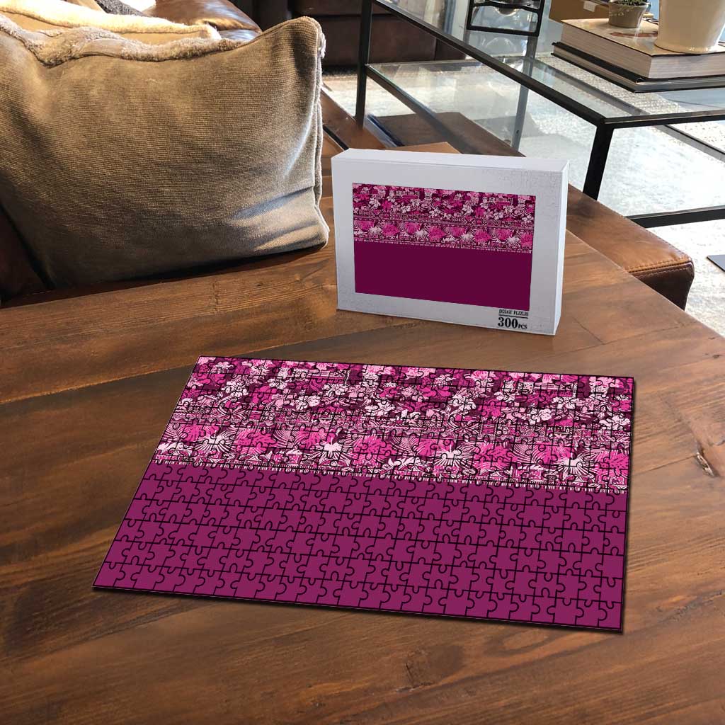Hawaiian Tribal Elements Hibiscus Puzzle Pink Pattern - Polynesian Pride