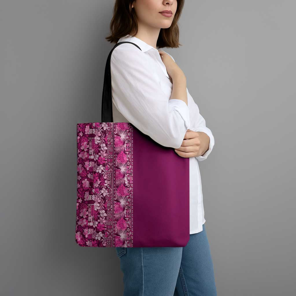 Hawaiian Tribal Elements Hibiscus Tote Bag Pink Pattern - Polynesian Pride