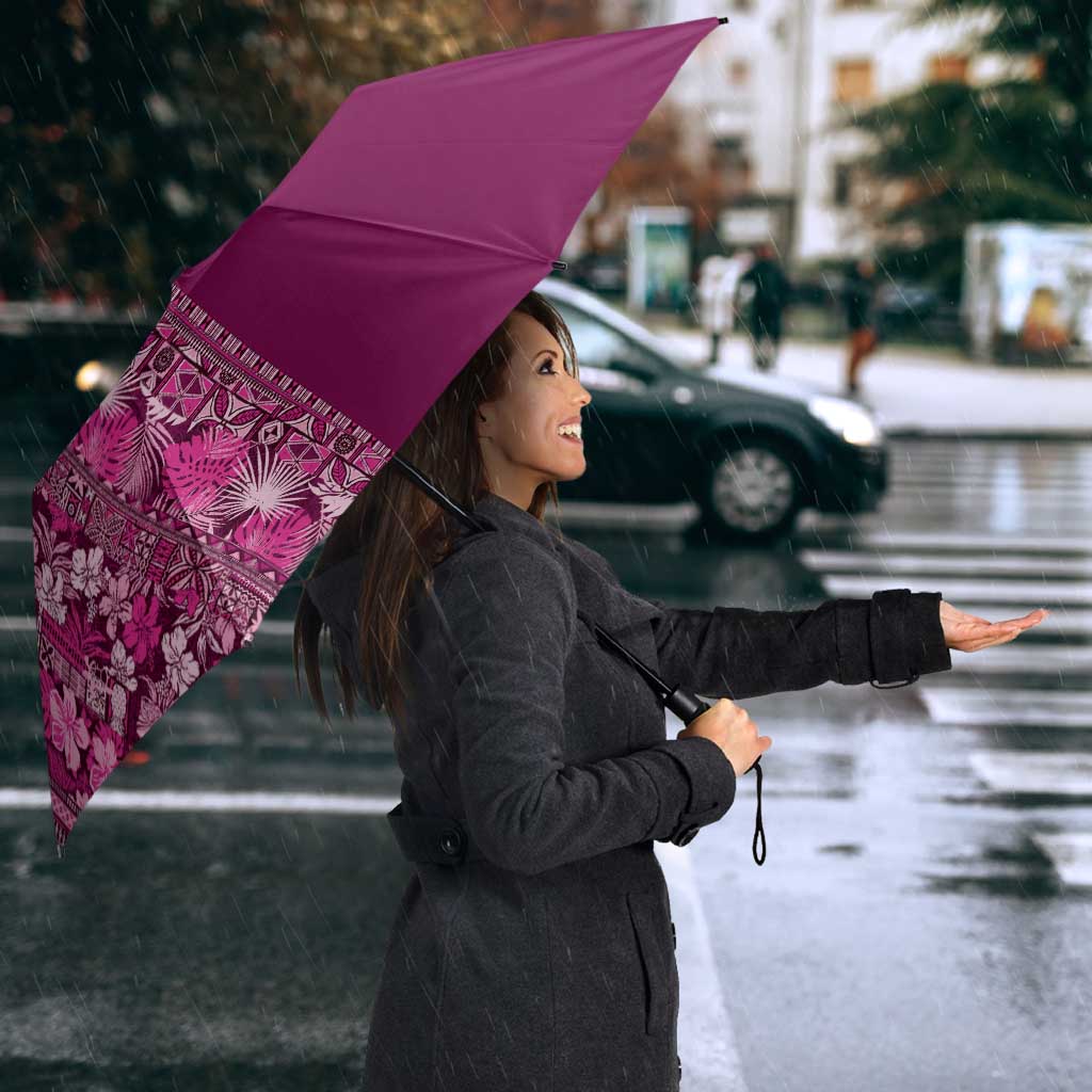 Hawaiian Tribal Elements Hibiscus Umbrella Pink Pattern - Polynesian Pride