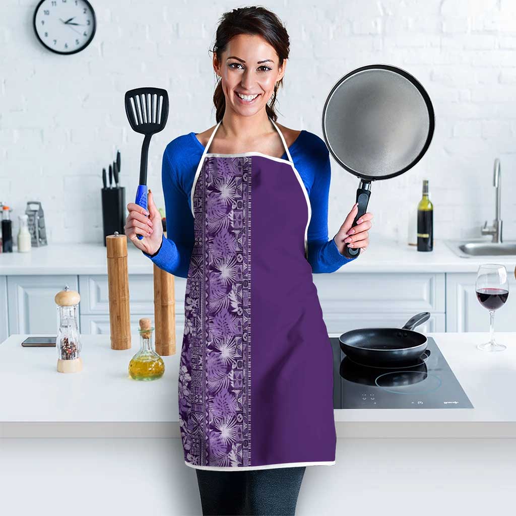 Hawaiian Tribal Elements Hibiscus Apron Purple Pattern - Polynesian Pride