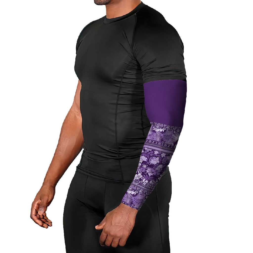Hawaiian Tribal Elements Hibiscus Arm Sleeves Purple Pattern - Polynesian Pride