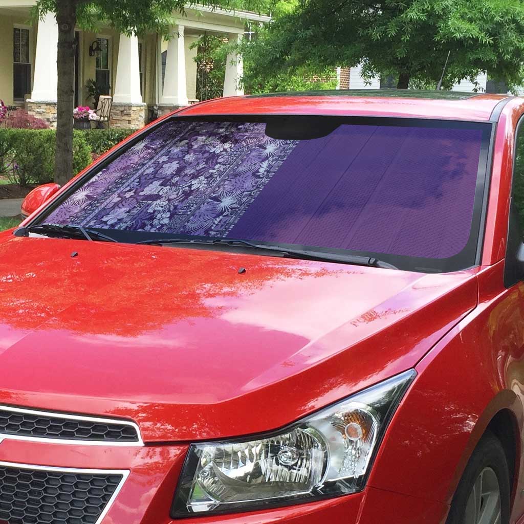 Hawaiian Tribal Elements Hibiscus Auto Sun Shade Purple Pattern - Polynesian Pride