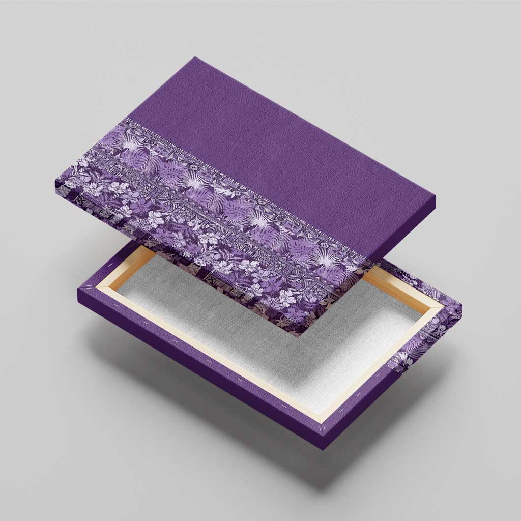 Hawaiian Tribal Elements Hibiscus Canvas Wall Art Purple Pattern - Polynesian Pride