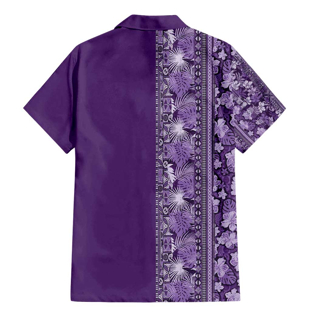 Hawaiian Tribal Elements Hibiscus Family Matching Mermaid Dress and Hawaiian Shirt Purple Pattern LT9 - Polynesian Pride